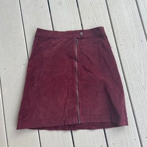 Madewell Burgundy Front Zipper Skirt, Size 0